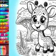 Coloring book cute animals icon